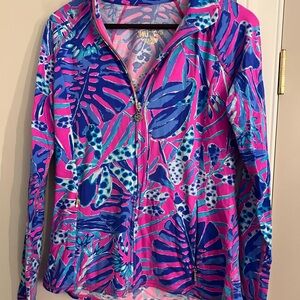 Lily Pulitzer Vibrant Tropical Print Athletic Full Zip Jacket